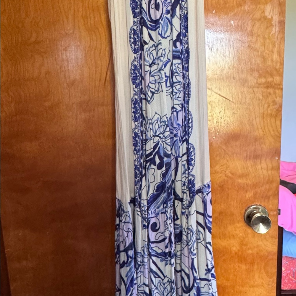 Free People Blue and White Maxi Dress